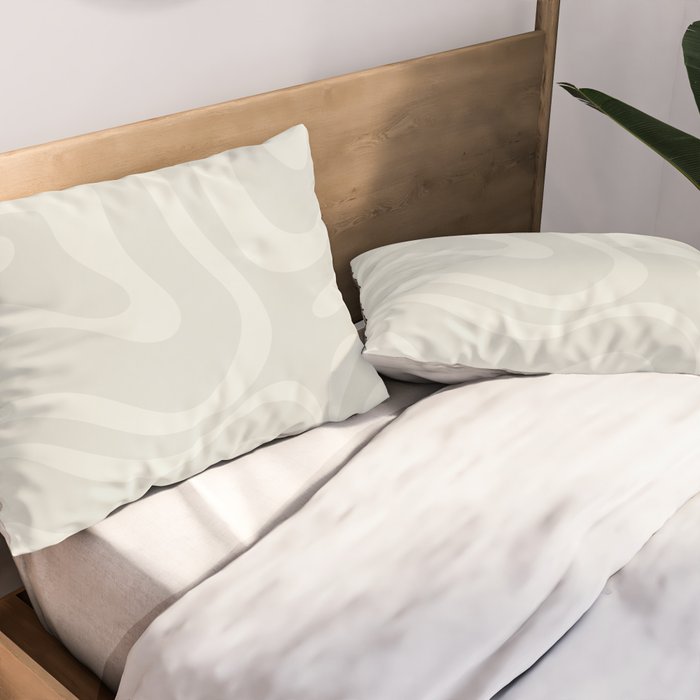 Modern Liquid Swirl Abstract in Bone Pillow Sham Gallery Image 2