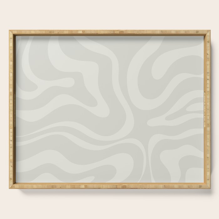 Modern Liquid Swirl Abstract in Bone Serving Tray Gallery Image 1