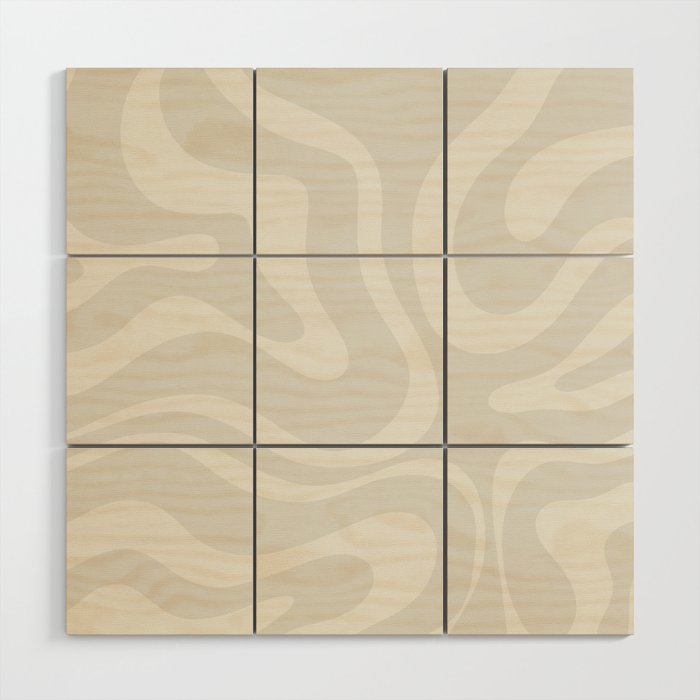 Modern Liquid Swirl Abstract in Bone Wood Wall Art Gallery Image 1