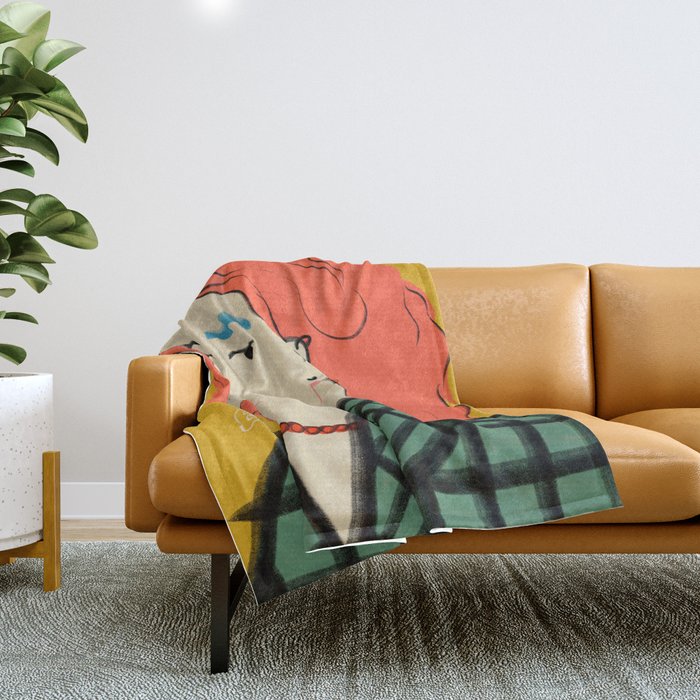 WOOL COAT GIRL Throw Blanket Gallery Image 1