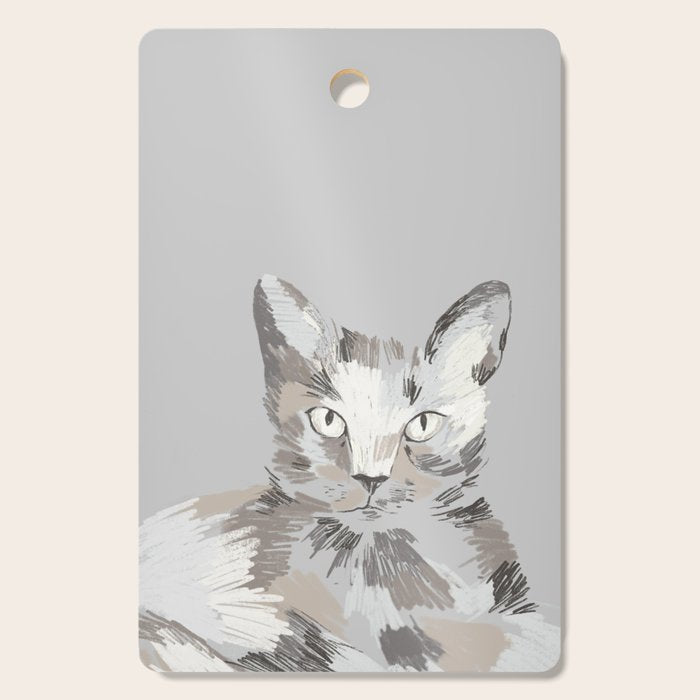 Gray Cat Sketch Cutting Board Gallery Image 1