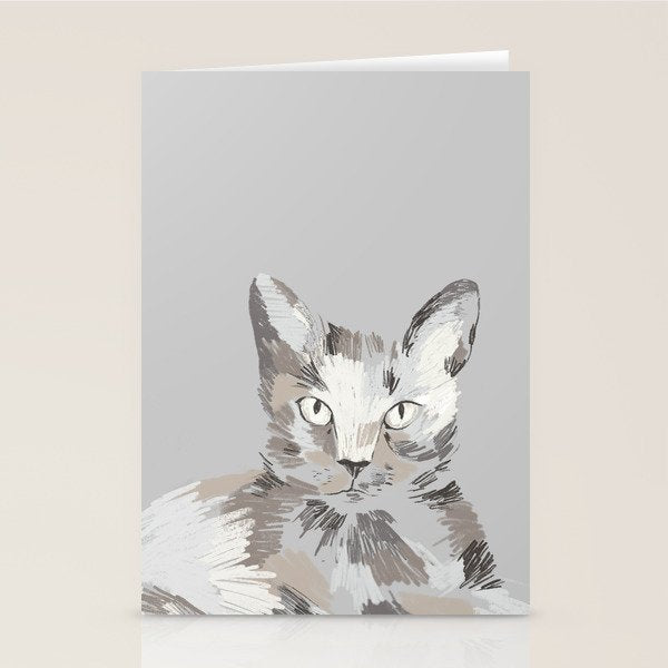 Gray Cat Sketch Stationery Card Gallery Image 1