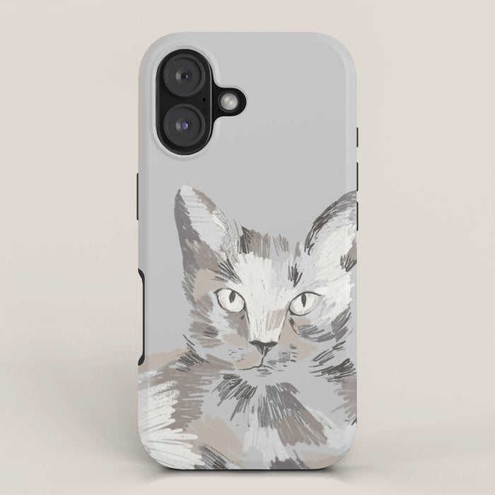 Gray Cat Sketch iPhone Case Gallery Image 1