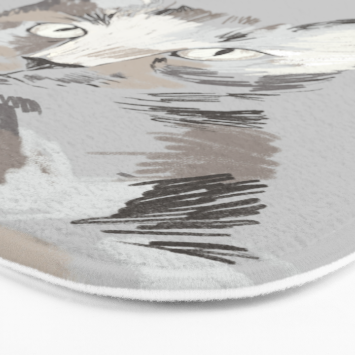 Gray Cat Sketch Bath Mat Gallery Image 3