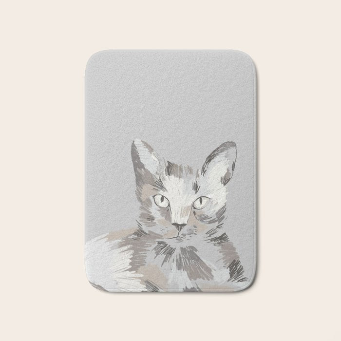 Gray Cat Sketch Bath Mat Gallery Image 1