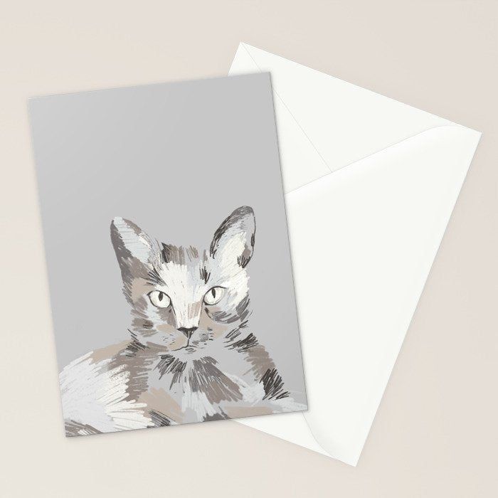 Gray Cat Sketch Stationery Card Gallery Image 2