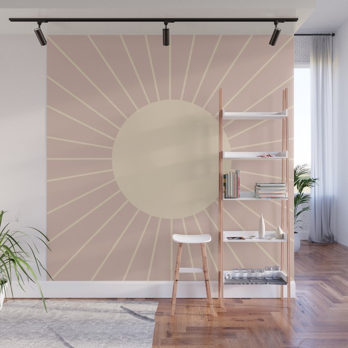 Minimal Sunrays - Neutral Pink Wall Mural Gallery Image 1