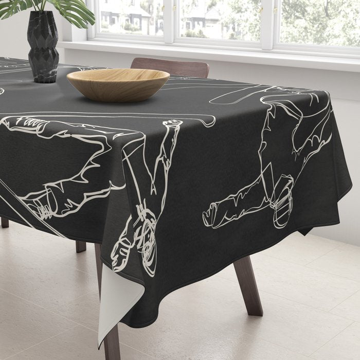 Minimal Skiers Line Art 1 Tablecloth Gallery Image 3