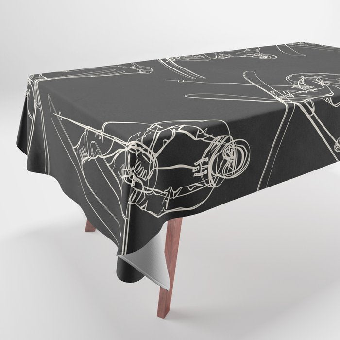 Minimal Skiers Line Art 1 Tablecloth Gallery Image 1