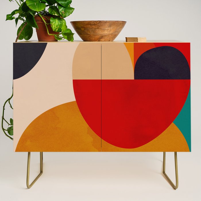 Modern Abstract Mid Century 2 Credenza Gallery Image 1