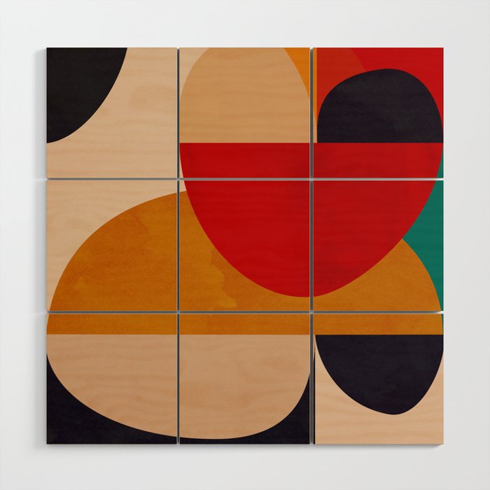 Modern Abstract Mid Century 2 Wood Wall Art Gallery Image 1