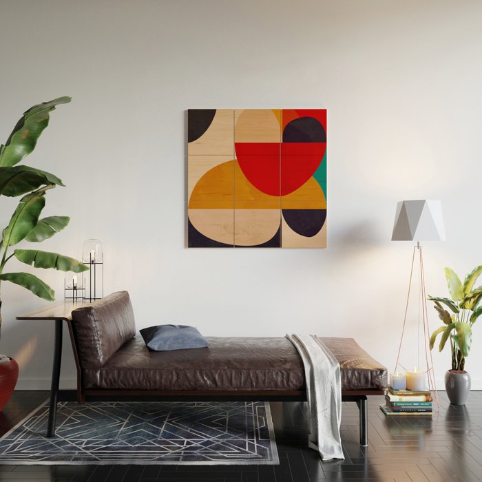 Modern Abstract Mid Century 2 Wood Wall Art Gallery Image 2