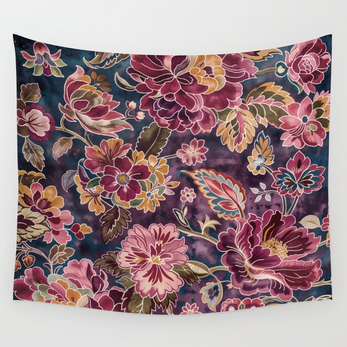 Exotic Plum Bohemian Floral Wall Tapestry Gallery Image 4