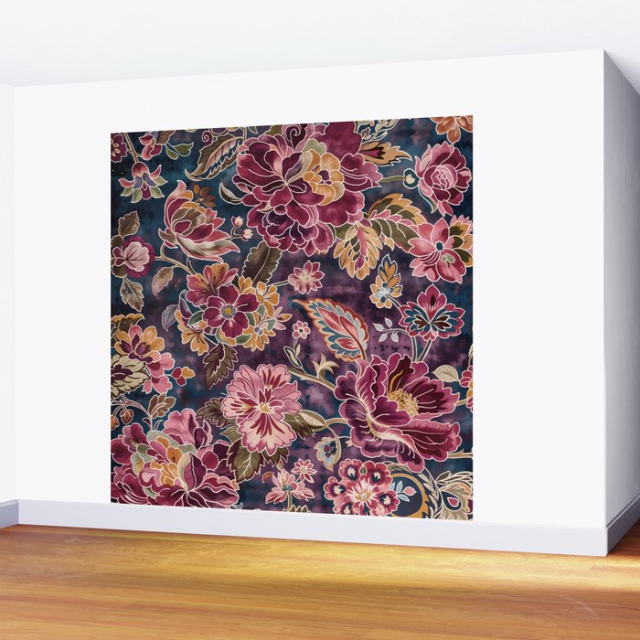 Exotic Plum Bohemian Floral Wall Mural Gallery Image 2
