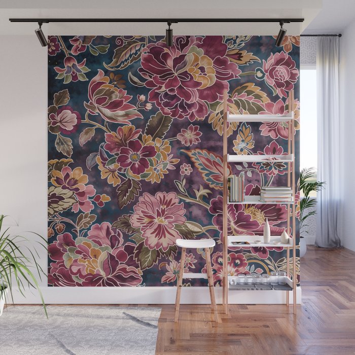 Exotic Plum Bohemian Floral Wall Mural Gallery Image 1