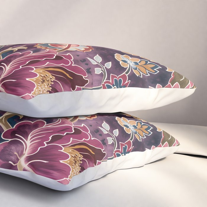 Exotic Plum Bohemian Floral Pillow Sham Gallery Image 3