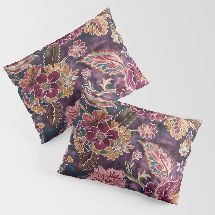 Exotic Plum Bohemian Floral Pillow Sham Gallery Image 3