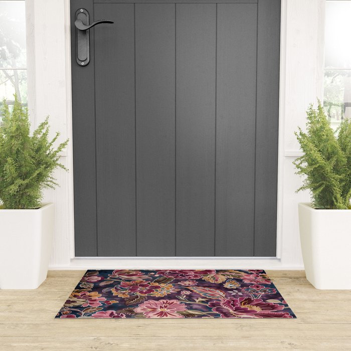 Exotic Plum Bohemian Floral Welcome Mat Gallery Image 3