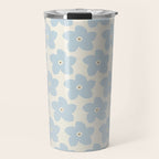 Light Blue And Cream Retro Flower Travel Mug Gallery Image 1