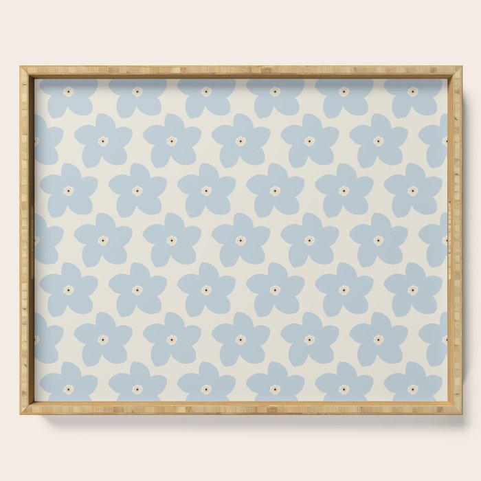 Light Blue And Cream Retro Flower Serving Tray Gallery Image 1