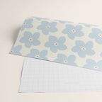 Light Blue And Cream Retro Flower Wrapping Paper Gallery Image 2