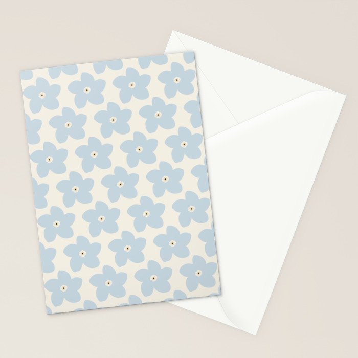 Light Blue And Cream Retro Flower Stationery Card Gallery Image 2