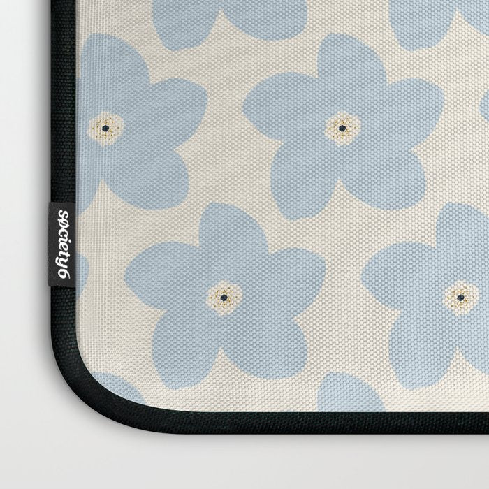 Light Blue And Cream Retro Flower Laptop Sleeve Gallery Image 3