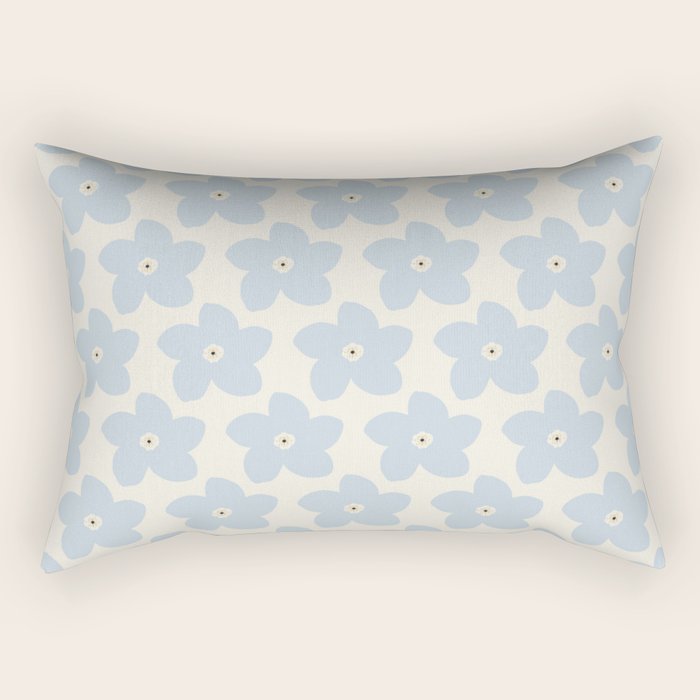 Light Blue And Cream Retro Flower Rectangular Pillow Gallery Image 2
