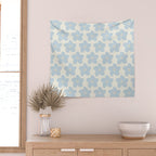 Light Blue And Cream Retro Flower Wall Tapestry Gallery Image 2
