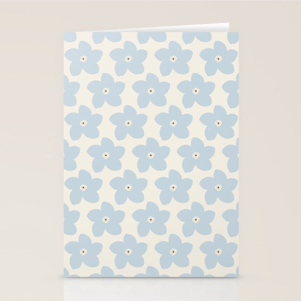 Light Blue And Cream Retro Flower Stationery Card Gallery Image 2
