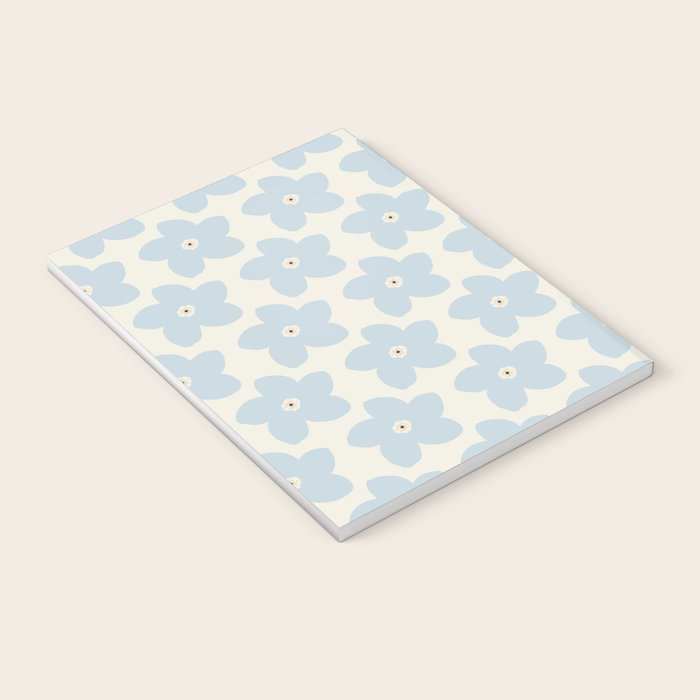 Light Blue And Cream Retro Flower Notebook Gallery Image 3