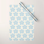 Light Blue And Cream Retro Flower Wrapping Paper Gallery Image 1