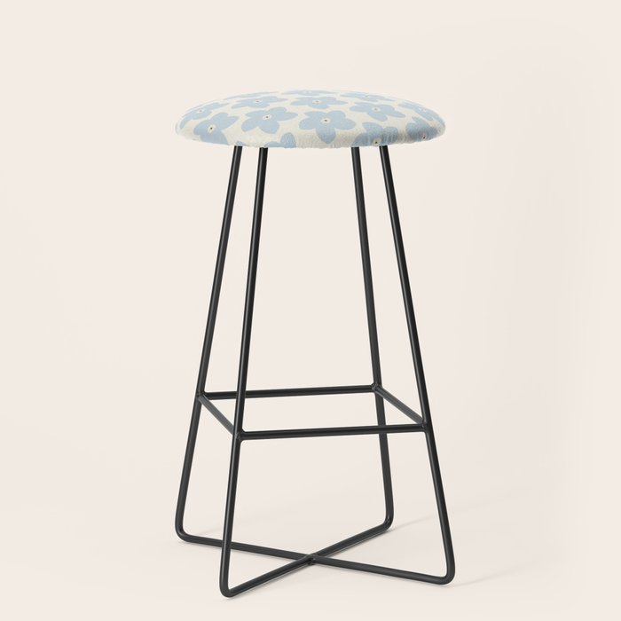 Light Blue And Cream Retro Flower Stool Gallery Image 1