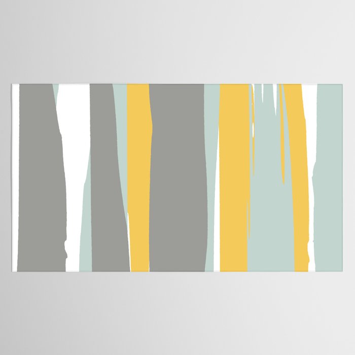 Stripe Abstract, Sun and Beach, Yellow, Pale, Aqua Blue and Gray Tablecloth Gallery Image 2