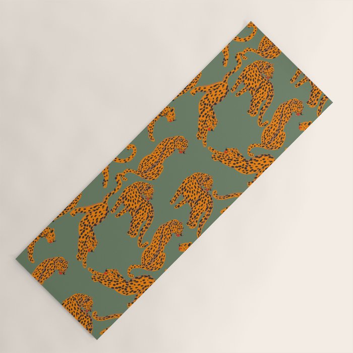 Modern Tigers with red lips illustration  Yoga Mat Gallery Image 1