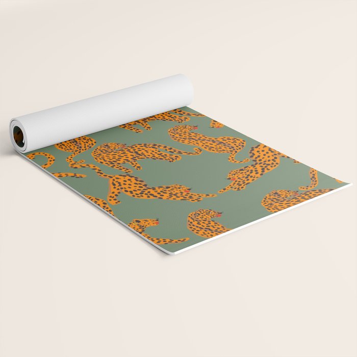 Modern Tigers with red lips illustration  Yoga Mat Gallery Image 2
