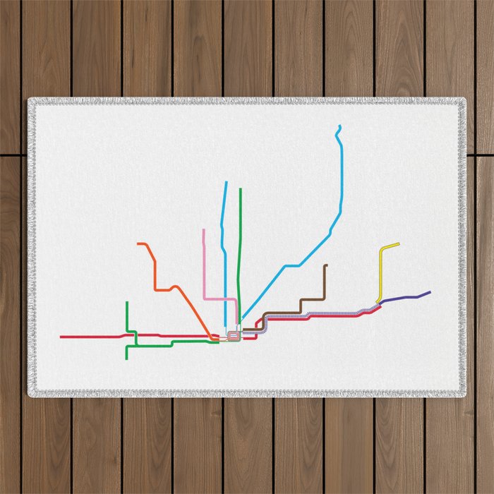 Chicago CTA Map, Chicago Train Map Art, Chicago L Train Map, Chicago Art, Chicago Wall Art, Map Art Outdoor Rug Gallery Image 1
