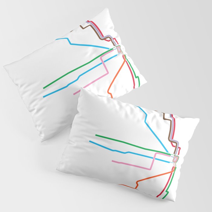 Chicago CTA Map, Chicago Train Map Art, Chicago L Train Map, Chicago Art, Chicago Wall Art, Map Art Pillow Sham Gallery Image 1