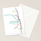 Chicago CTA Map, Chicago Train Map Art, Chicago L Train Map, Chicago Art, Chicago Wall Art, Map Art Stationery Card Gallery Image 2