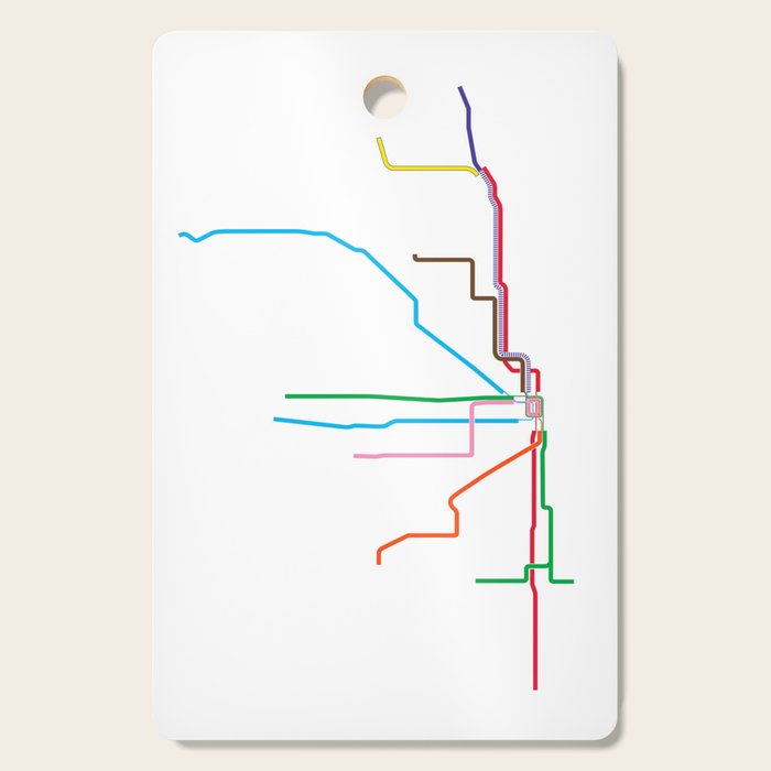 Chicago CTA Map, Chicago Train Map Art, Chicago L Train Map, Chicago Art, Chicago Wall Art, Map Art Cutting Board Gallery Image 1