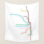 Chicago CTA Map, Chicago Train Map Art, Chicago L Train Map, Chicago Art, Chicago Wall Art, Map Art Wall Tapestry Gallery Image 4
