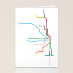 Chicago CTA Map, Chicago Train Map Art, Chicago L Train Map, Chicago Art, Chicago Wall Art, Map Art Stationery Card Gallery Image 2
