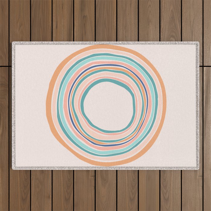 Time Travel - Colorful Rings Outdoor Rug Gallery Image 1
