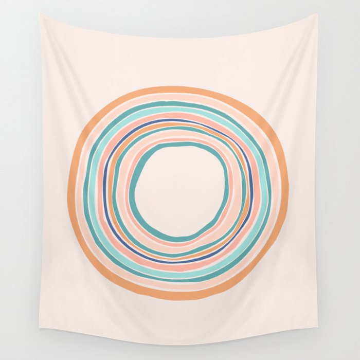 Time Travel - Colorful Rings Wall Tapestry Gallery Image 1