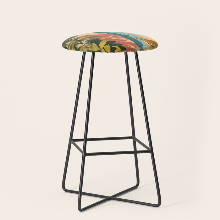 Tiger at Tropical Doorway Stool Gallery Image 1