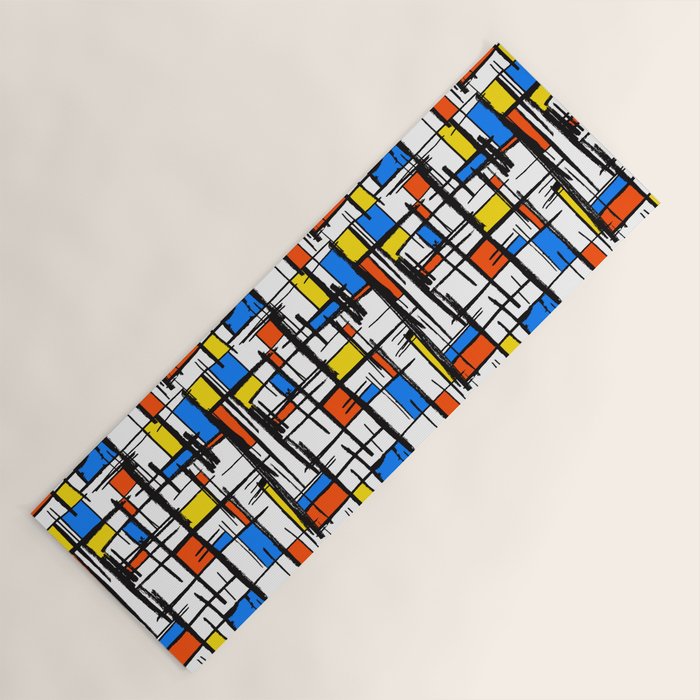 Bauhaus Aesthetic Piet Mondrian De Stijl Inspired Painted Pattern Yoga Mat Gallery Image 1