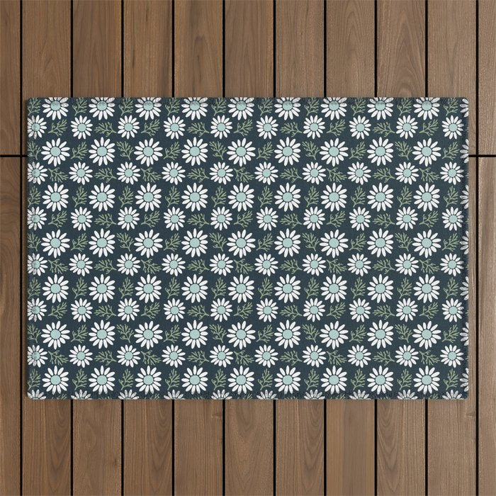 Coming Up Daisies . Navy Outdoor Rug Gallery Image 1