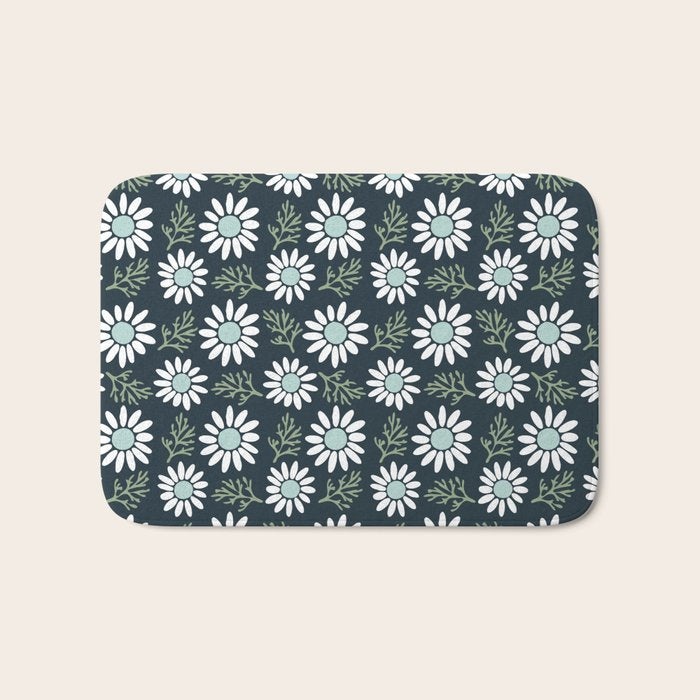 Coming Up Daisies . Navy Bath Mat Gallery Image 1