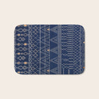 Blue Indigo Jeans Color, Bohemian Oriental Traditional Moroccan Fabric Style Bath Mat Gallery Image 1
