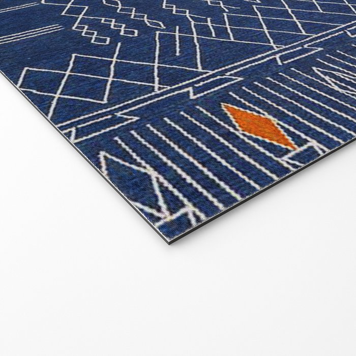 Blue Indigo Jeans Color, Bohemian Oriental Traditional Moroccan Fabric Style Welcome Mat Gallery Image 2